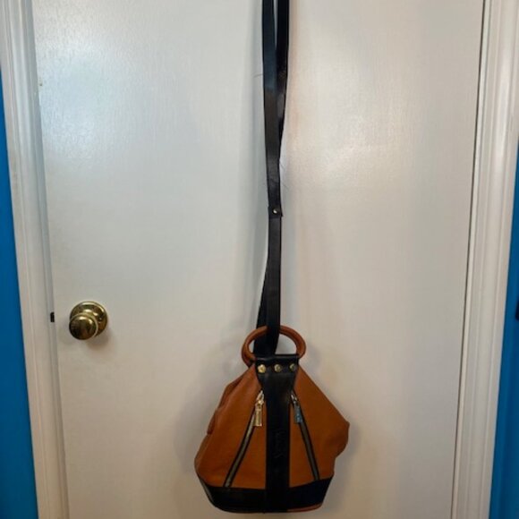 Valentina Leather Backpack in Rich Orange and Black - Picture 6 of 13